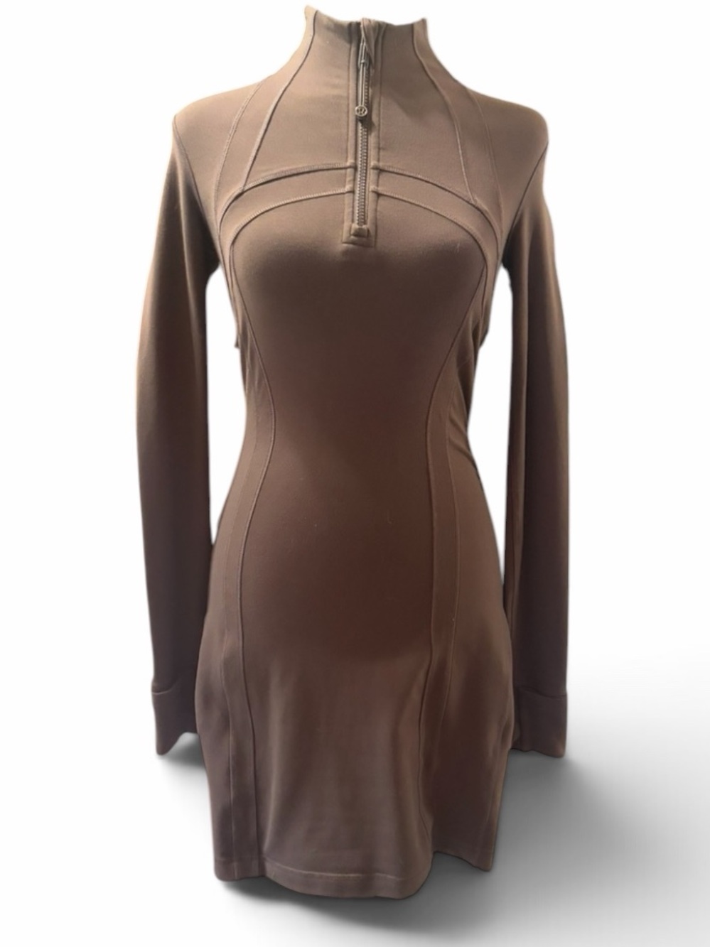 Lululemon Softstreme Long-Sleeve Half-Zip Dress Brown
 LongSleeve mock neck